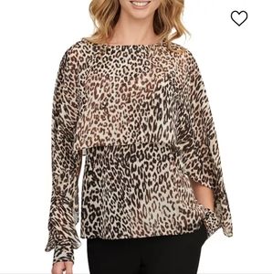 Nwt dkny leopard print blouse women's Large